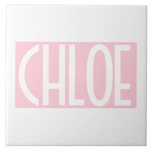 Your Name Bold White Text on Light Pink Tile
