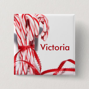 Your Name Candy Cane Button