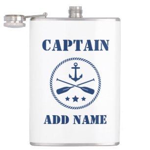Your Name Captain Flask Anchor & Oars
