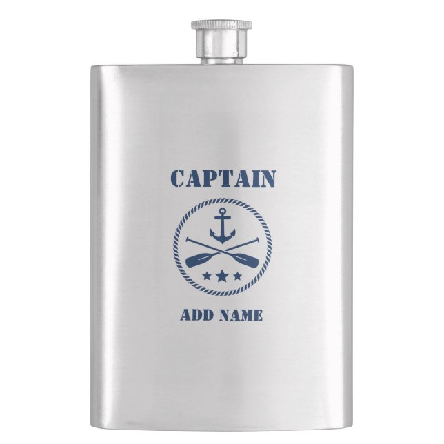 Your Name Captain Flask Anchor & Oars (Front)