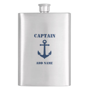 Your Name Captain Flask Vintage Anchor