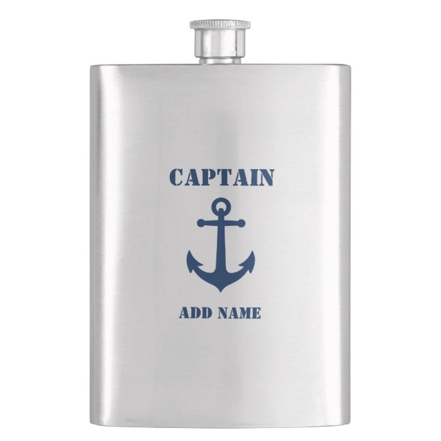 Your Name Captain Flask Vintage Anchor (Front)