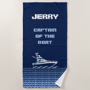 (Your Name) Captain of the Boat Beach Towel