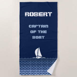 (Your Name) Captain of the Boat Beach Towel