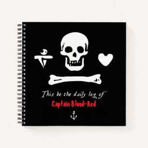 Your Name Captain Pirate Daily Log Notebook
