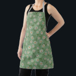 Your Name Chamomile Flowers Pattern on Sage Green Apron<br><div class="desc">This all over print apron features painterly white daisy flowers in a large tossed repeat against a background of soft sage green make this pattern a great choice for a grand millennial home chef or baker. Go one step further and personalise the dainty script text with the name of your...</div>