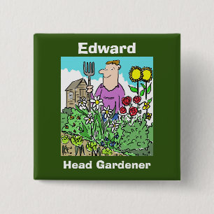 Your Name Choice. Head Gardener 15 Cm Square Badge