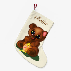 Your Name Christmas Stocking with Baby Honey Bear