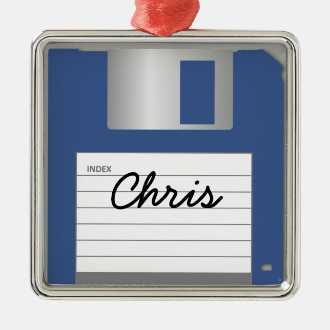 Your Name Classic 3.5" Blue Floppy Disk Ornament (Front)