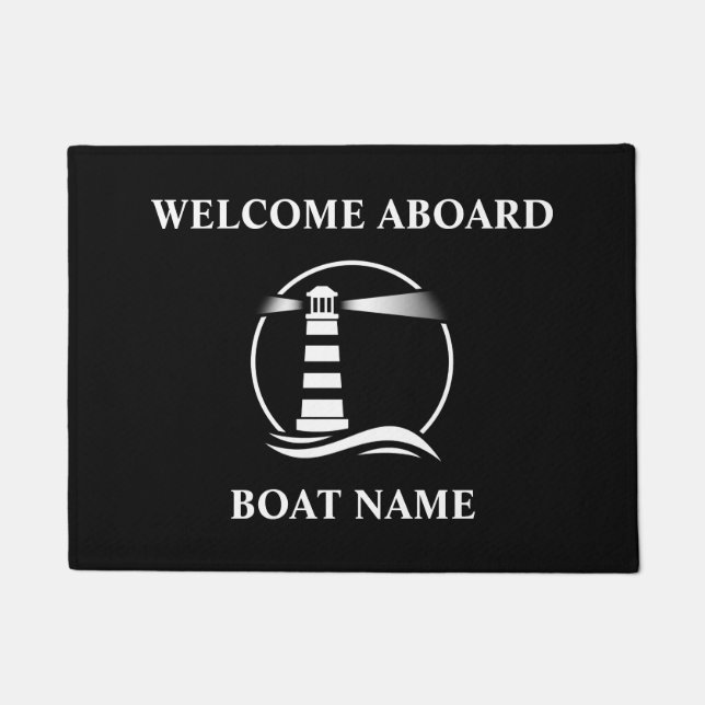 Your Name Classic Nautical Lighthouse Welcome Doormat (Front)
