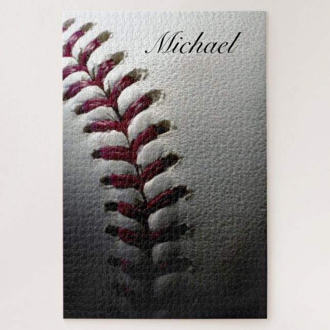 Your Name Close-up Baseball Photo - Sports Art Jigsaw Puzzle (Vertical)