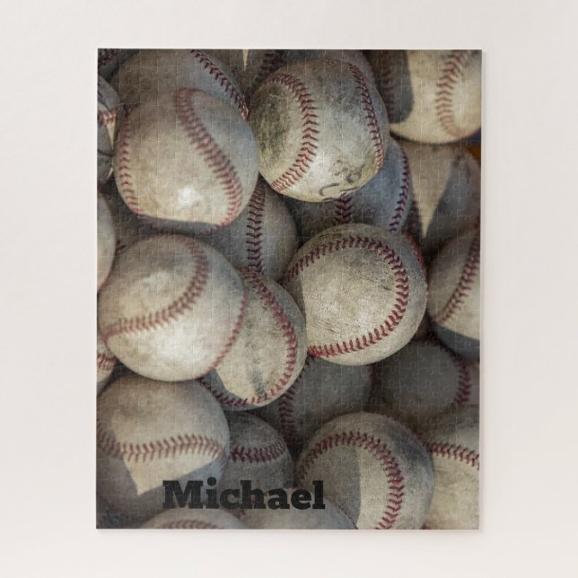 Your Name Close-up Baseball - Sports Art Photo Jigsaw Puzzle (Vertical)