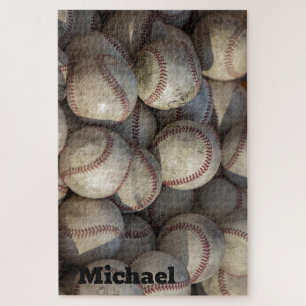 Your Name Close-up Baseball - Sports Art Photo Jigsaw Puzzle