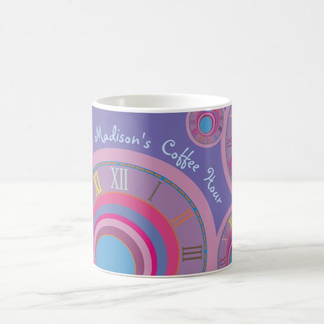 Your Name Coffee Hour Roman Numerals Colourful  Mug (Center)
