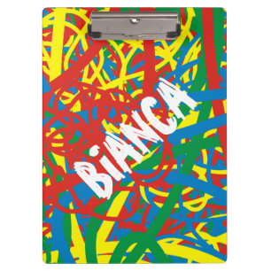 Your Name Colorful Hot Mess Red Blue Yellow Green Clipboard