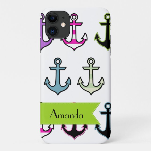 Your Name - Colourful Anchors (Boat Anchors) - Case-Mate iPhone Case (Back)