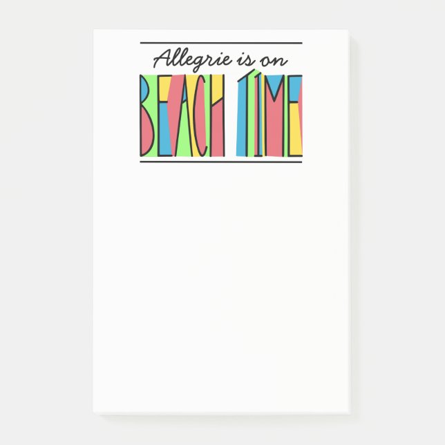 Your Name Colourful Beach Time Notes (Front)
