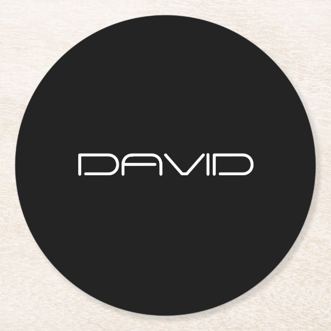 Your Name | Cool Stylised Customisable Text Round Paper Coaster (Front)