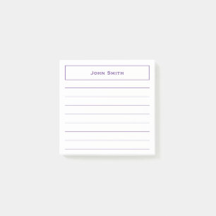 Your Name   Corporate Minimalist Purple Lined Post-it Notes