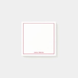 Your Name Corporate Minimalist Red White Post-it Notes