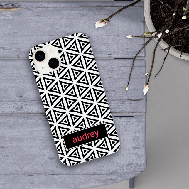 Your Name Crisp Triangular Black and White Pattern Case-Mate iPhone Case (Creator Uploaded)