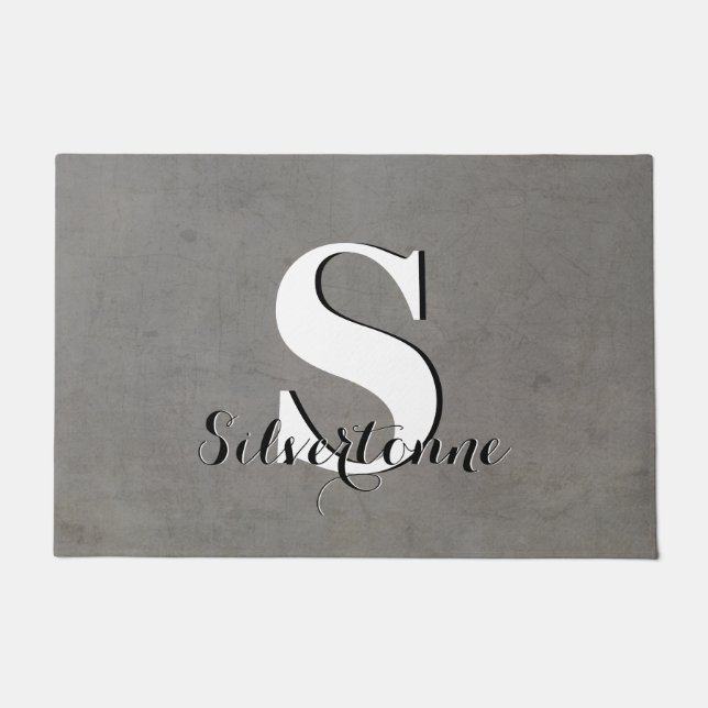 Your Name Custom Grey Monogram Doormat (Front)