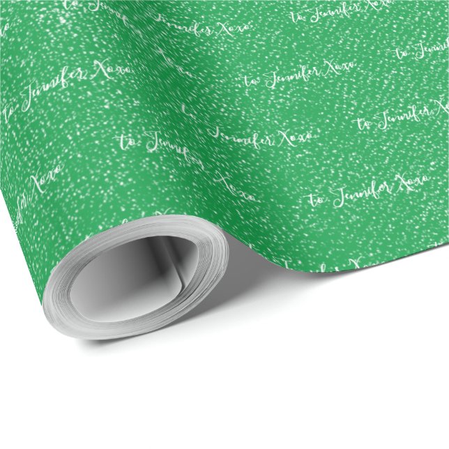 Your Name Custom Modern Distressed Green Wrapping Paper (Roll Corner)