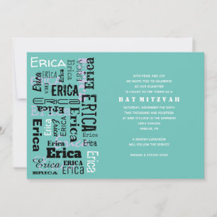 YOUR NAME Customisable Bar Bat Mitzvah Invitation