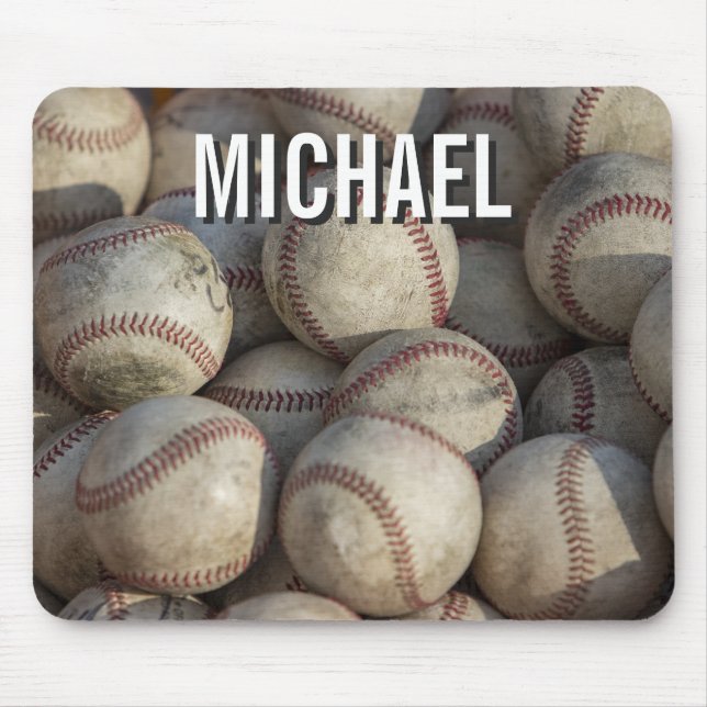 Your Name Customisable Baseball Artwork Mouse Mat (Front)
