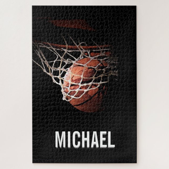 Your Name Customisable Basketball Artwork Jigsaw Puzzle (Vertical)