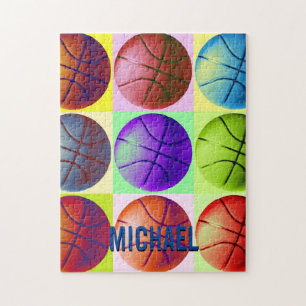 Your Name Customisable Basketball Artwork Pop Art Jigsaw Puzzle