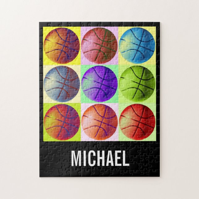 Your Name Customisable Basketball Artwork Pop Art Jigsaw Puzzle (Vertical)