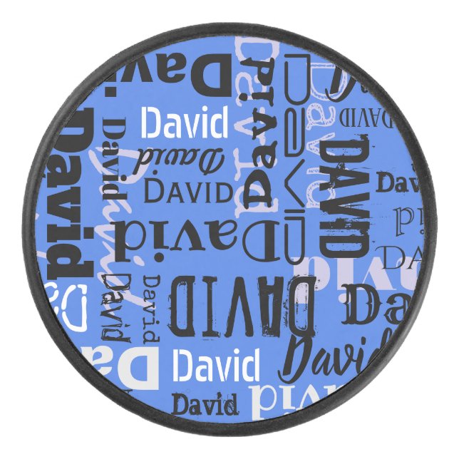 Your NAME Customisable Coloured Mens Hockey Puck (Front)