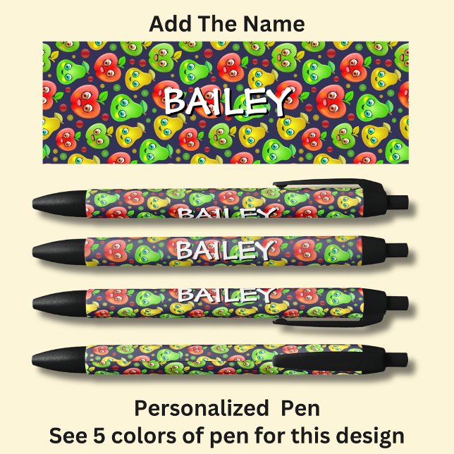 Your Name,  Cute Red Apples Green Pears Black Ink Pen (Creator Uploaded)