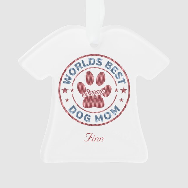 Your Name Dog Mum Beagle Ugly Sweater Ornament (Front)