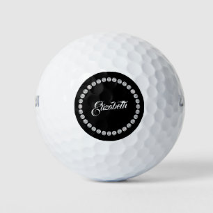 Your Name Elegant Diamond Circle Illustration Golf Balls