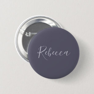 Your Name   Elegant Lavender Script on Hazy Purple 6 Cm Round Badge