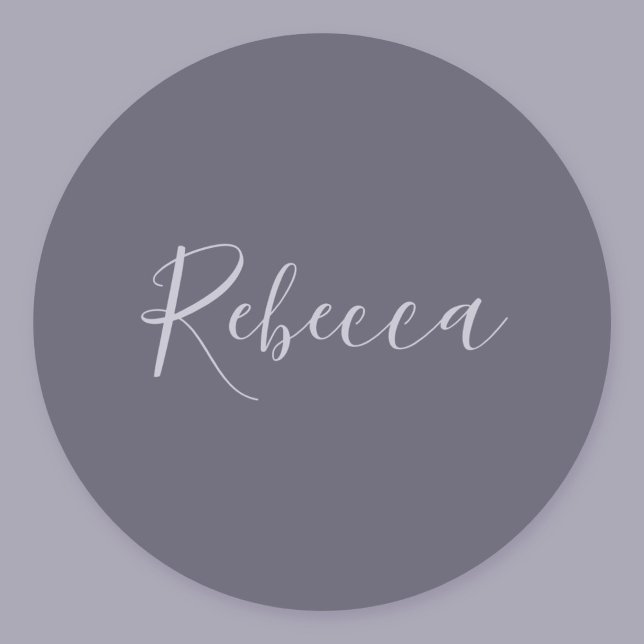 Your Name | Elegant Lavender Script on Hazy Purple Classic Round Sticker (Creator Uploaded)
