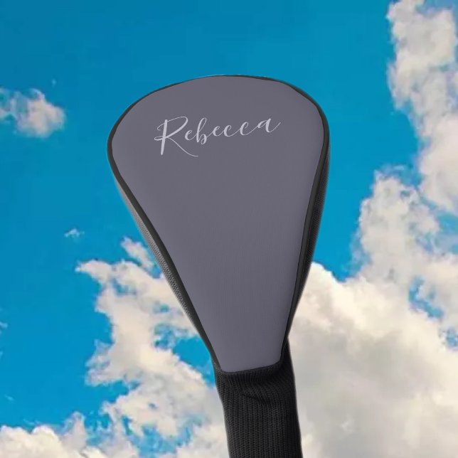 Your Name | Elegant Lavender Script on Hazy Purple Golf Head Cover (Creator Uploaded)