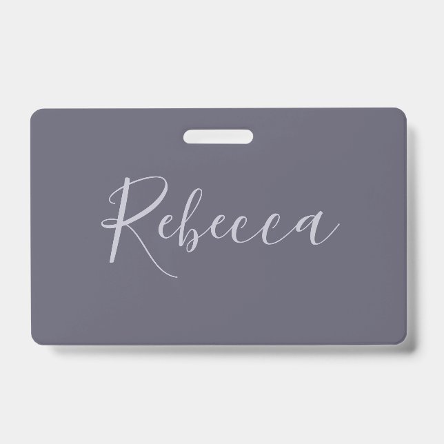 Your Name | Elegant Lavender Script on Hazy Purple ID Badge (Front)