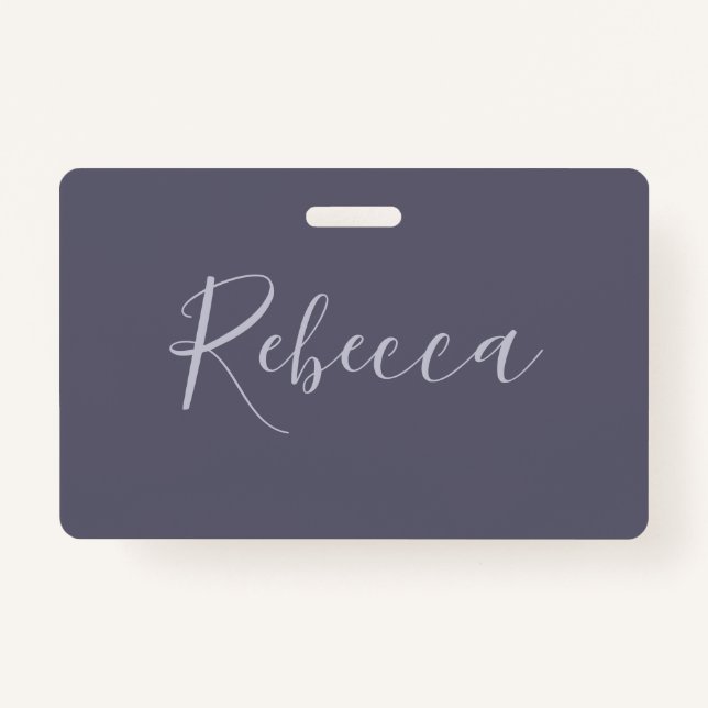 Your Name | Elegant Lavender Script on Hazy Purple ID Badge (Front)