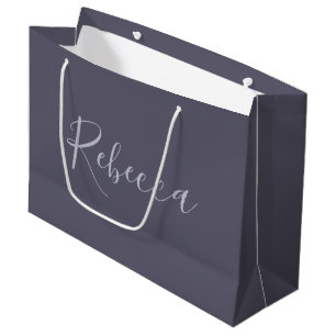 Your Name Elegant Lavender Script on Hazy Purple Large Gift Bag