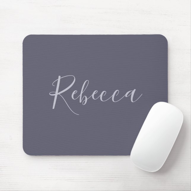 Your Name | Elegant Lavender Script on Hazy Purple Mouse Mat (With Mouse)