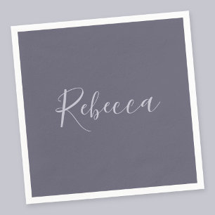 Your Name Elegant Lavender Script on Hazy Purple Napkin