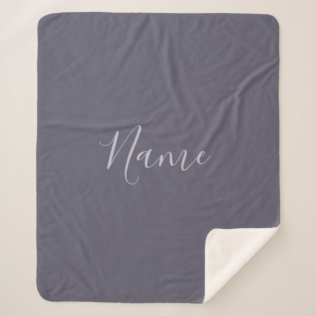 Your Name | Elegant Lavender Script on Hazy Purple Sherpa Blanket (Front)