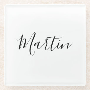 Your Name Elegant Script Glass Coaster