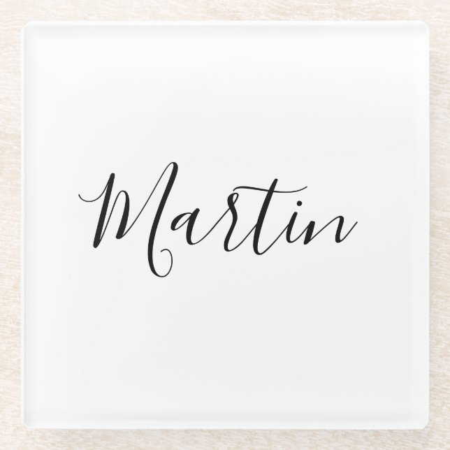 Your Name | Elegant Script Glass Coaster (Front)