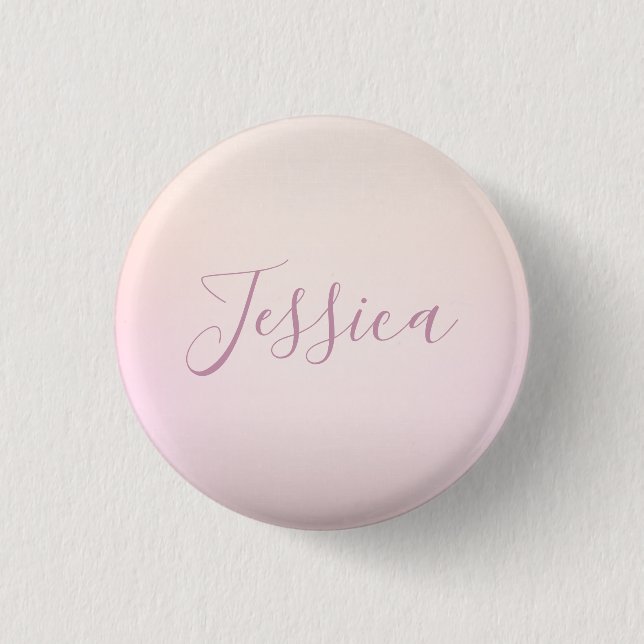 Your Name | Elegant Script Soft Ombre 3 Cm Round Badge (Front)