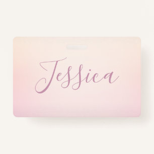 Your Name   Elegant Script Soft Ombre ID Badge
