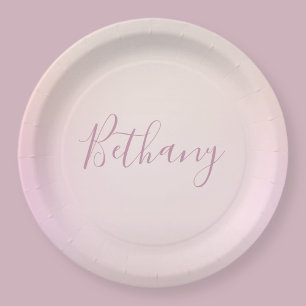 Your Name   Elegant Script Soft Ombre Paper Plate